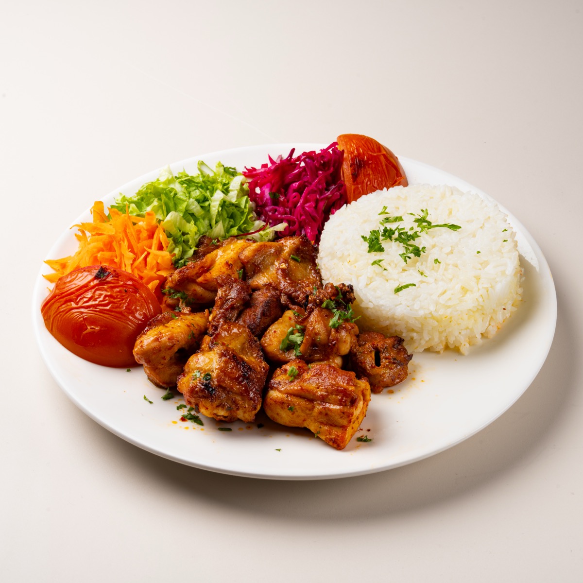 Chicken shish kebab chunks with light spices