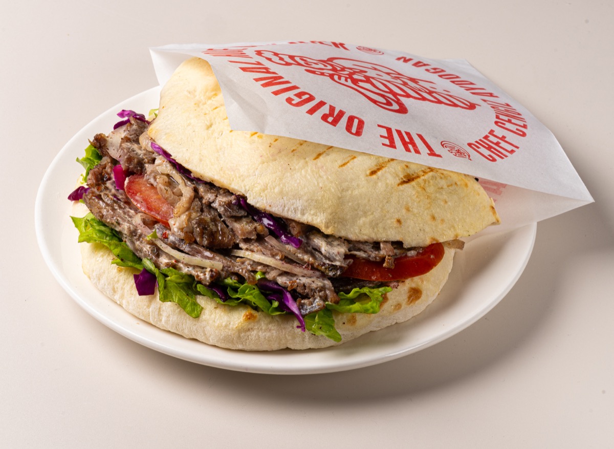 German Style Döner in homemade pita with veggies and signature sauces